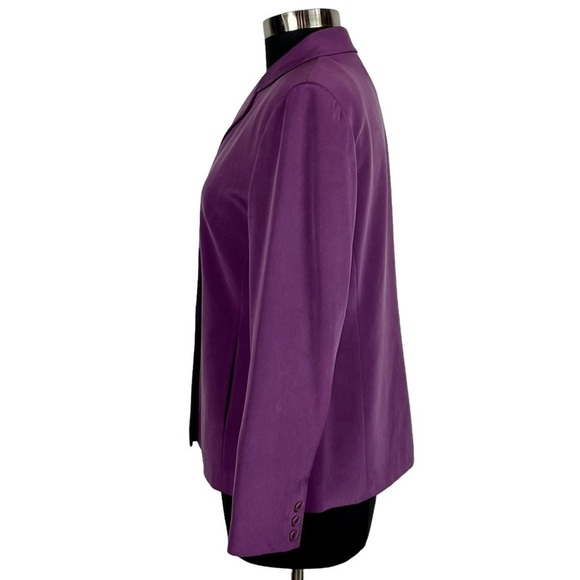 TALBOTS 90'S PURPLE SILK 3 BUTTON NOTCH COLLAR BLAZER JACKET - Picture 3 of 16